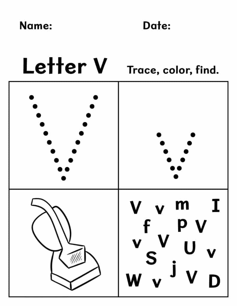 FREE Letter V Worksheets For Preschool The Hollydog Blog