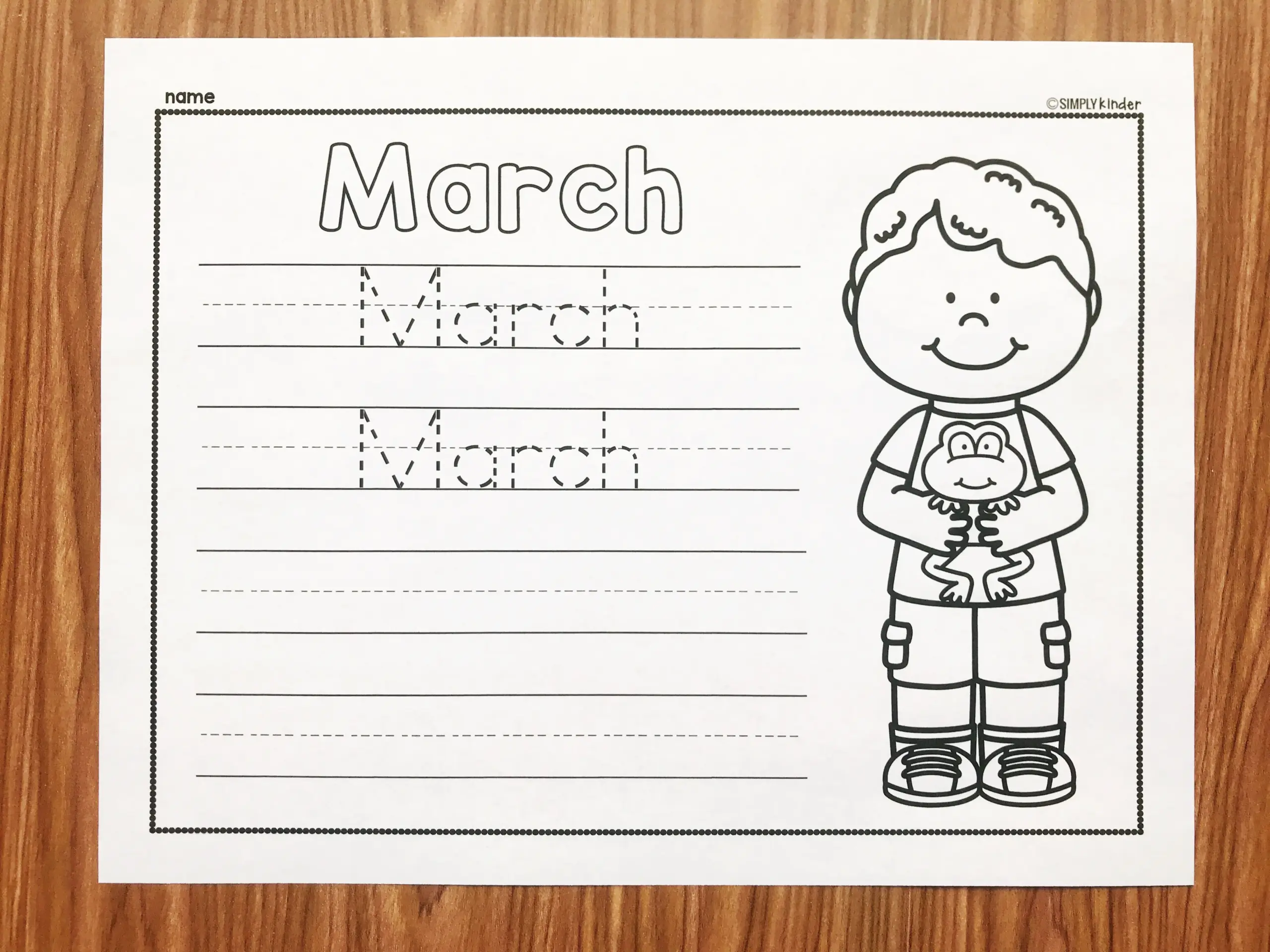 March Tracing Worksheets