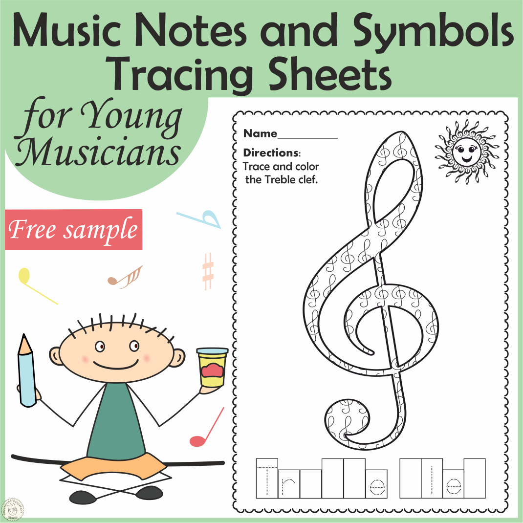 Tracing Music Notes Worksheets