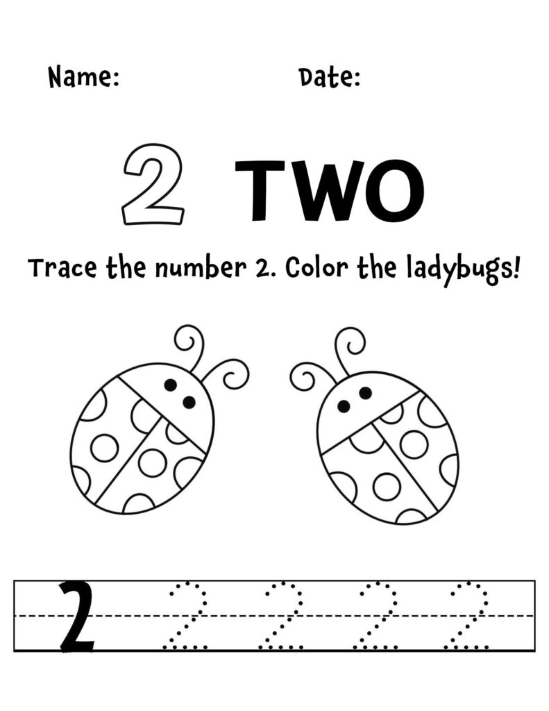 FREE Number 2 Worksheets For Preschool The Hollydog Blog