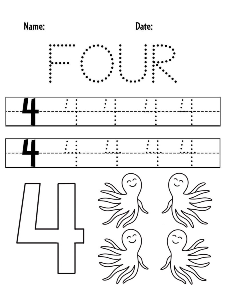 FREE Number 4 Worksheets For Preschool The Hollydog Blog FREE Number 4 Worksheets For Preschool The Hollydog Blog
