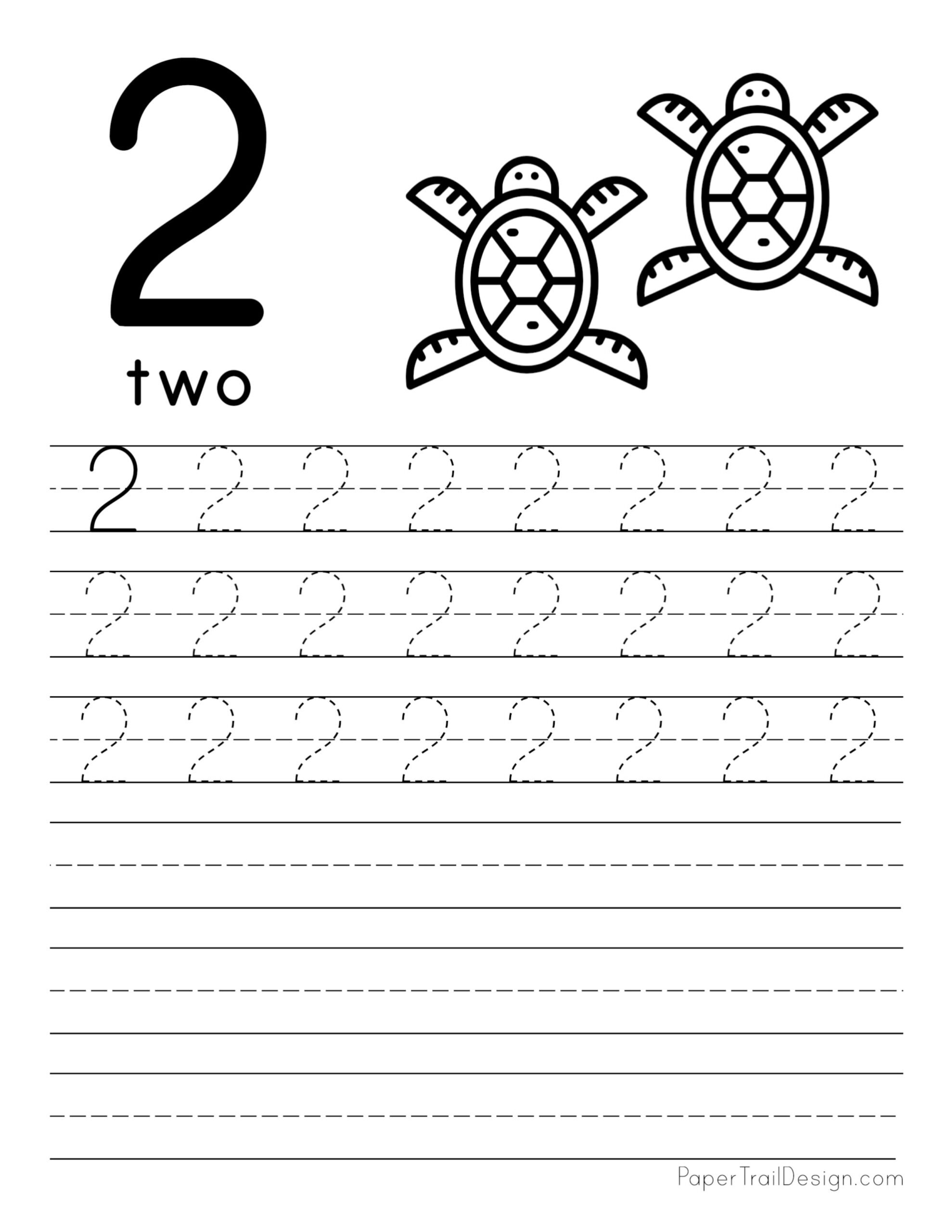 Tracing Number 1 And 2 Worksheet