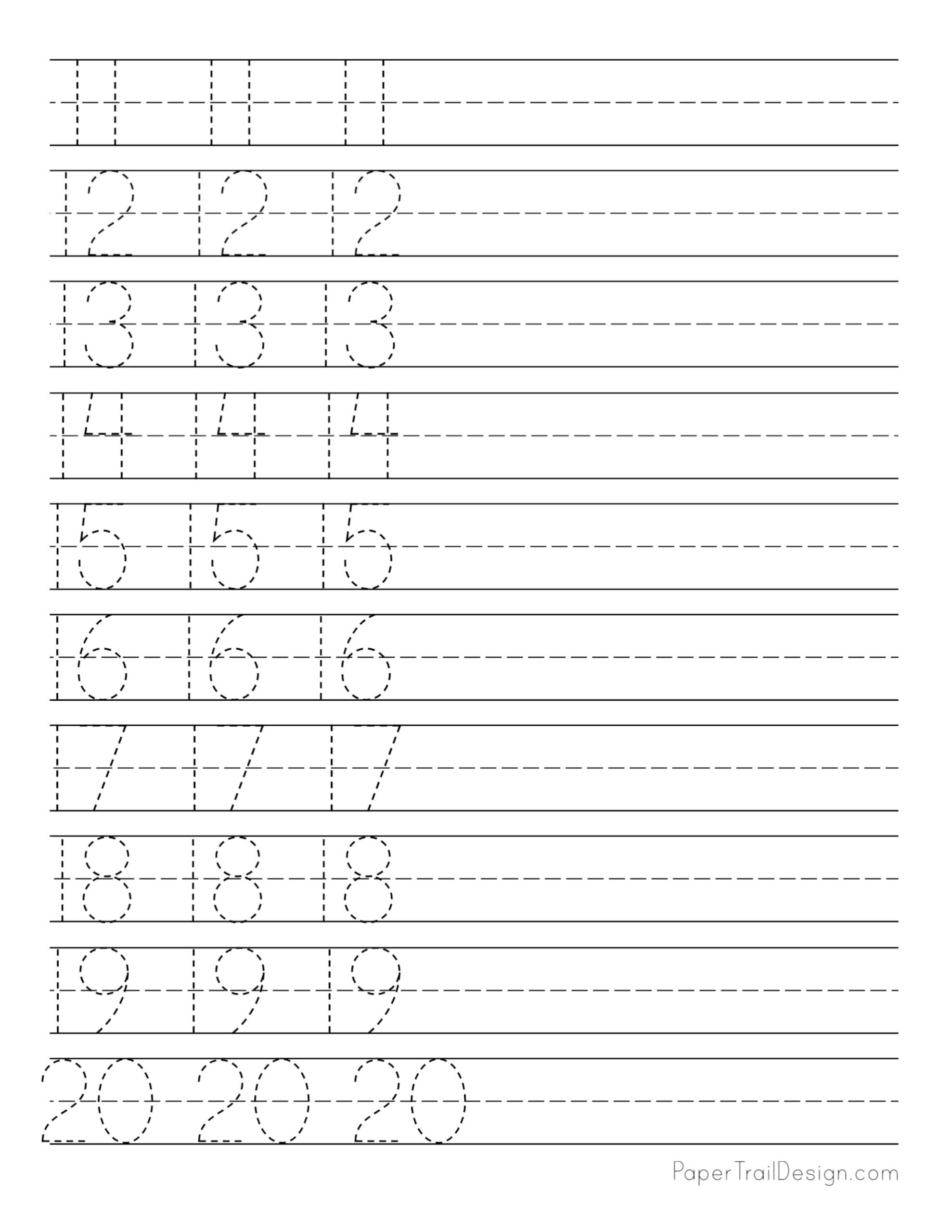 Number Tracing 11 20 Worksheets