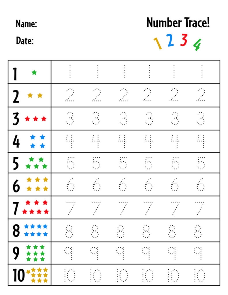 Number Tracing 1 20 Printable