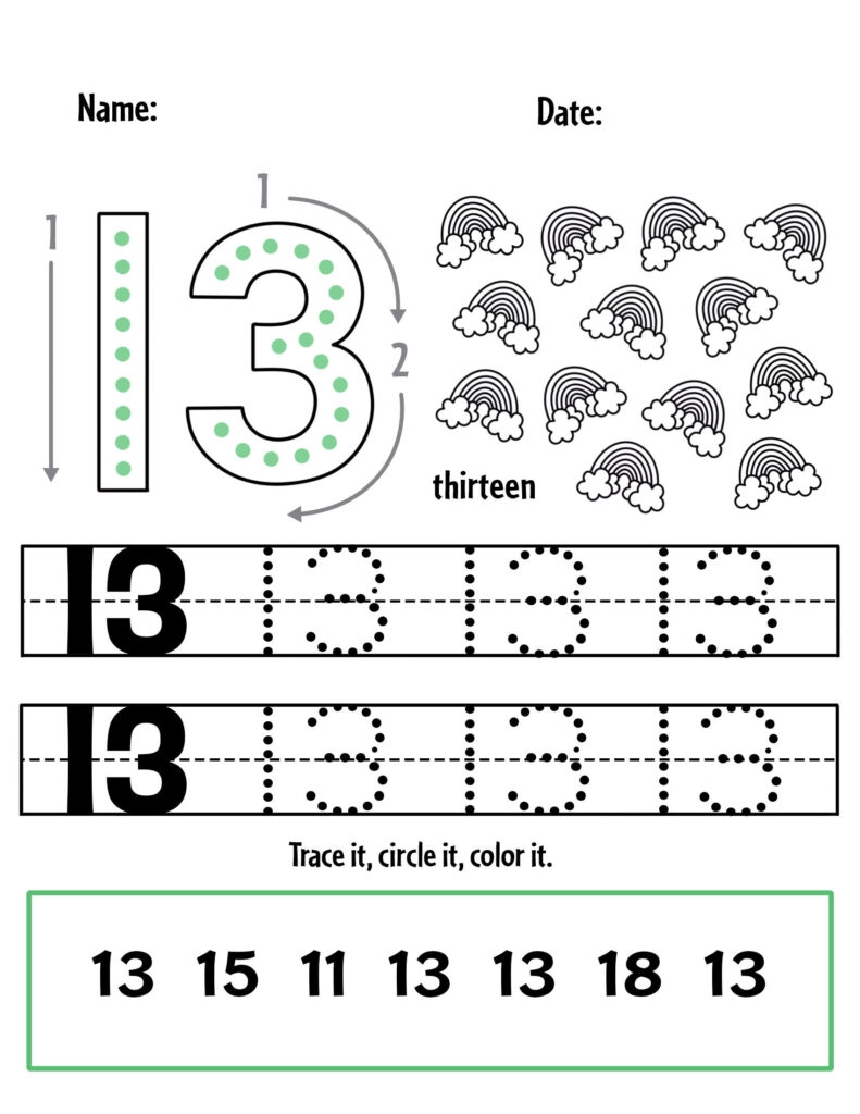 Number 13 Tracing