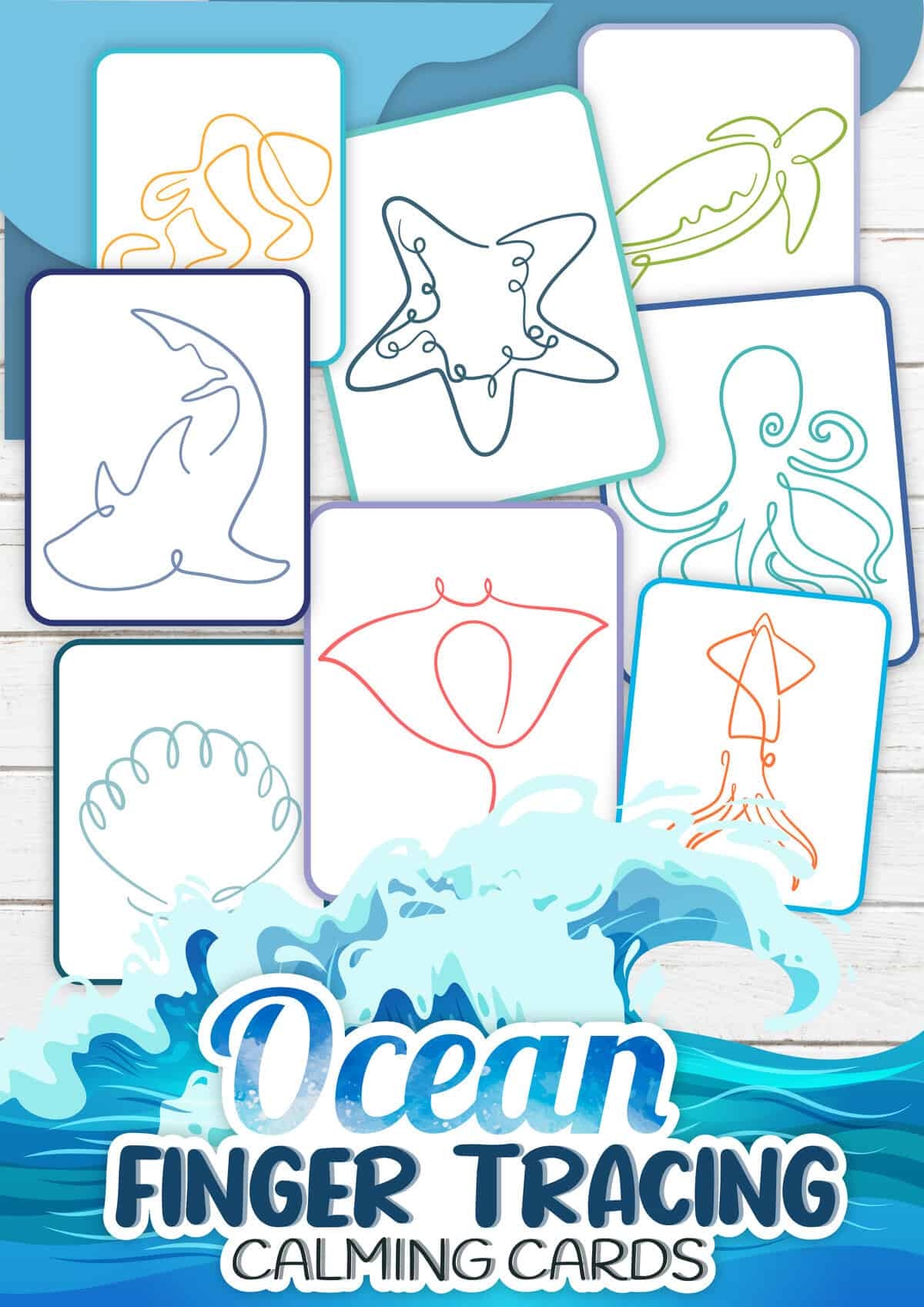 Free Ocean Themed Finger Tracing Cards