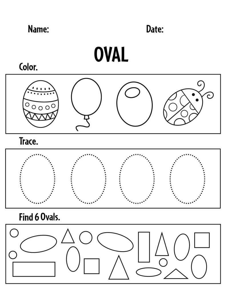 Oval Shape Tracing Worksheet