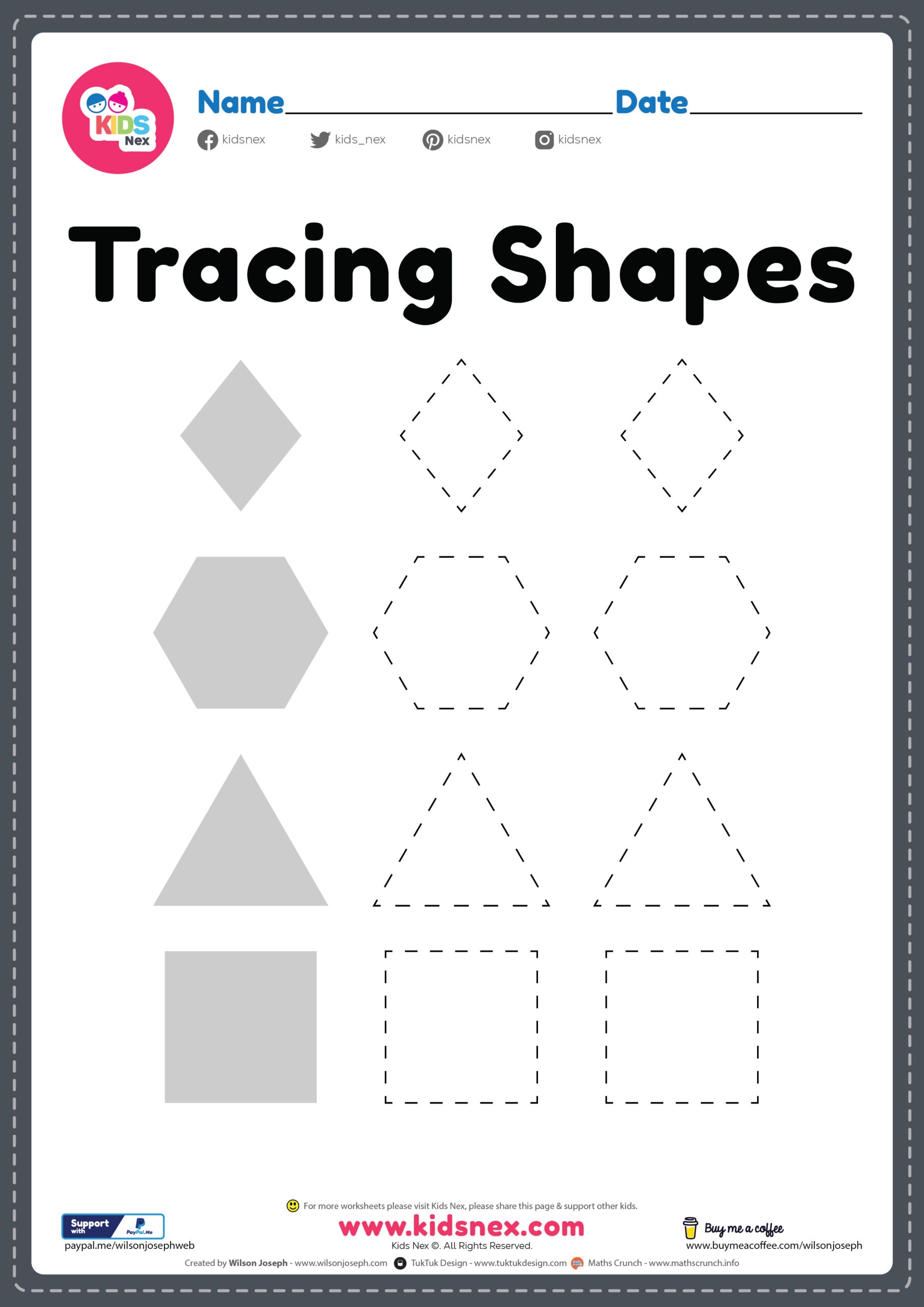 Free PDF Printable Tracing Shapes Kindergarten amp Preschool