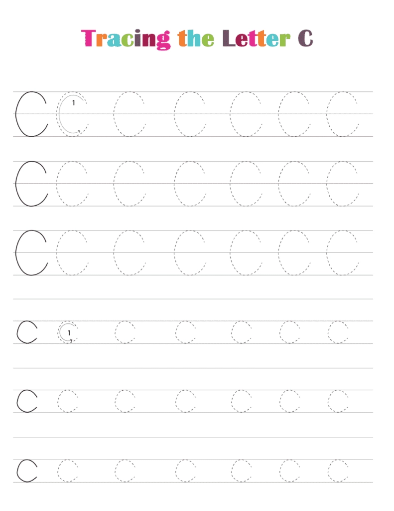 Free Printable Alphabet Tracing Worksheets PDF Letter C