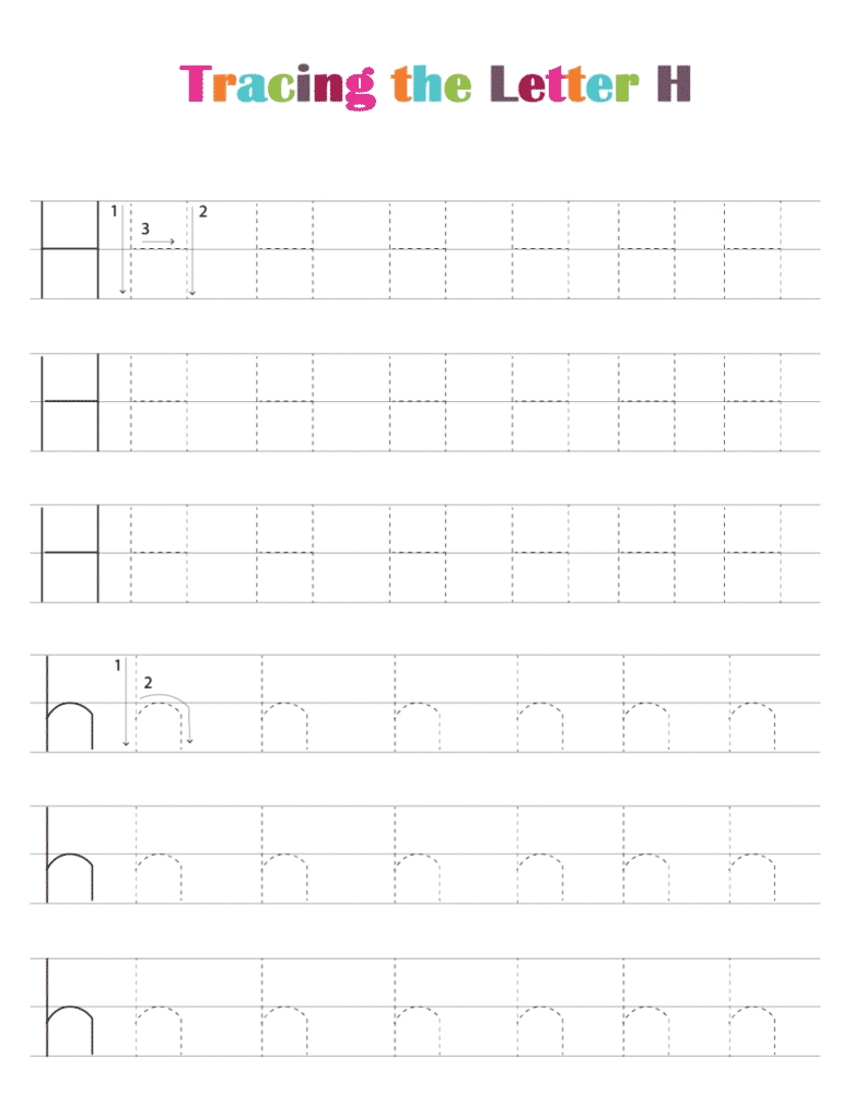 Free Printable Alphabet Tracing Worksheets PDF Letter H