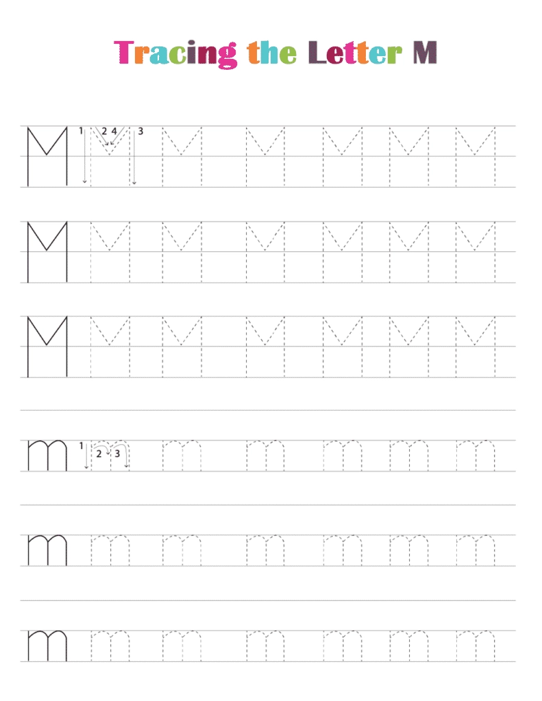 Free Printable Alphabet Tracing Worksheets PDF Letter M
