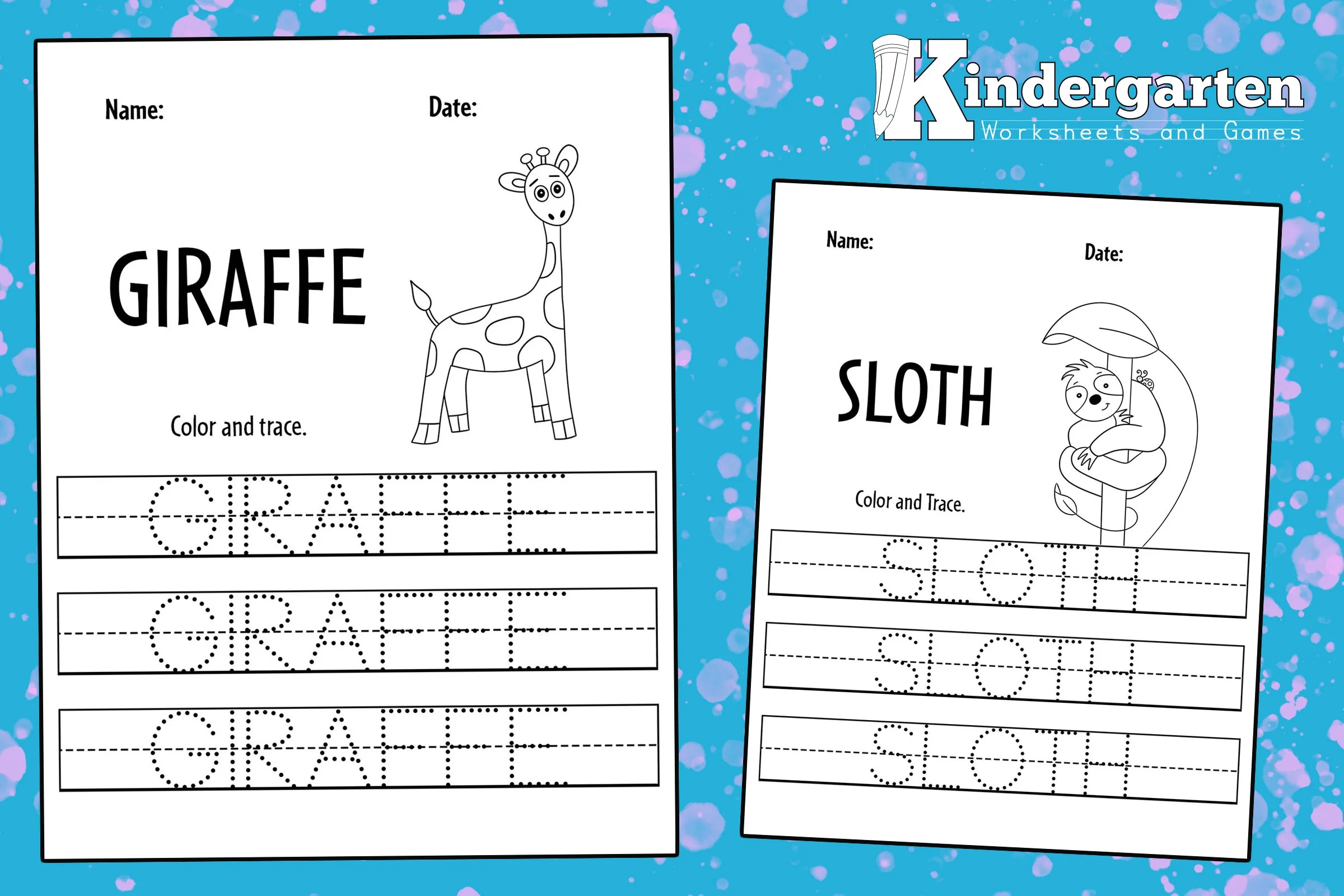 Zoo Animals Tracing Worksheet