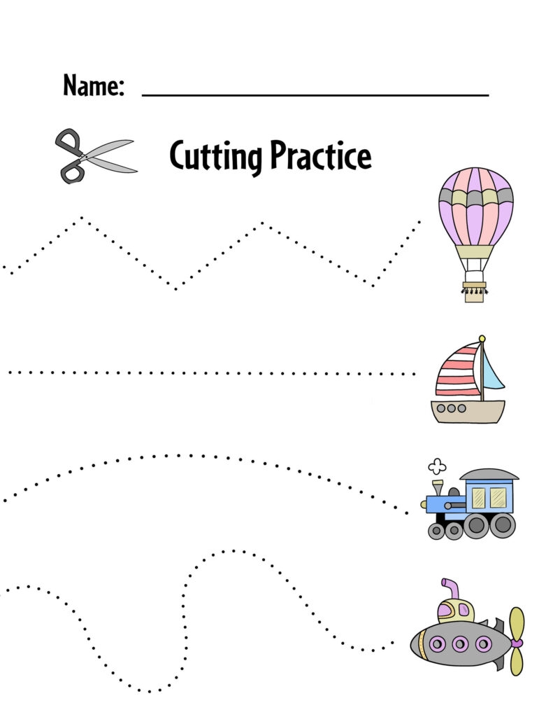 Tracing And Cutting Printable Worksheets