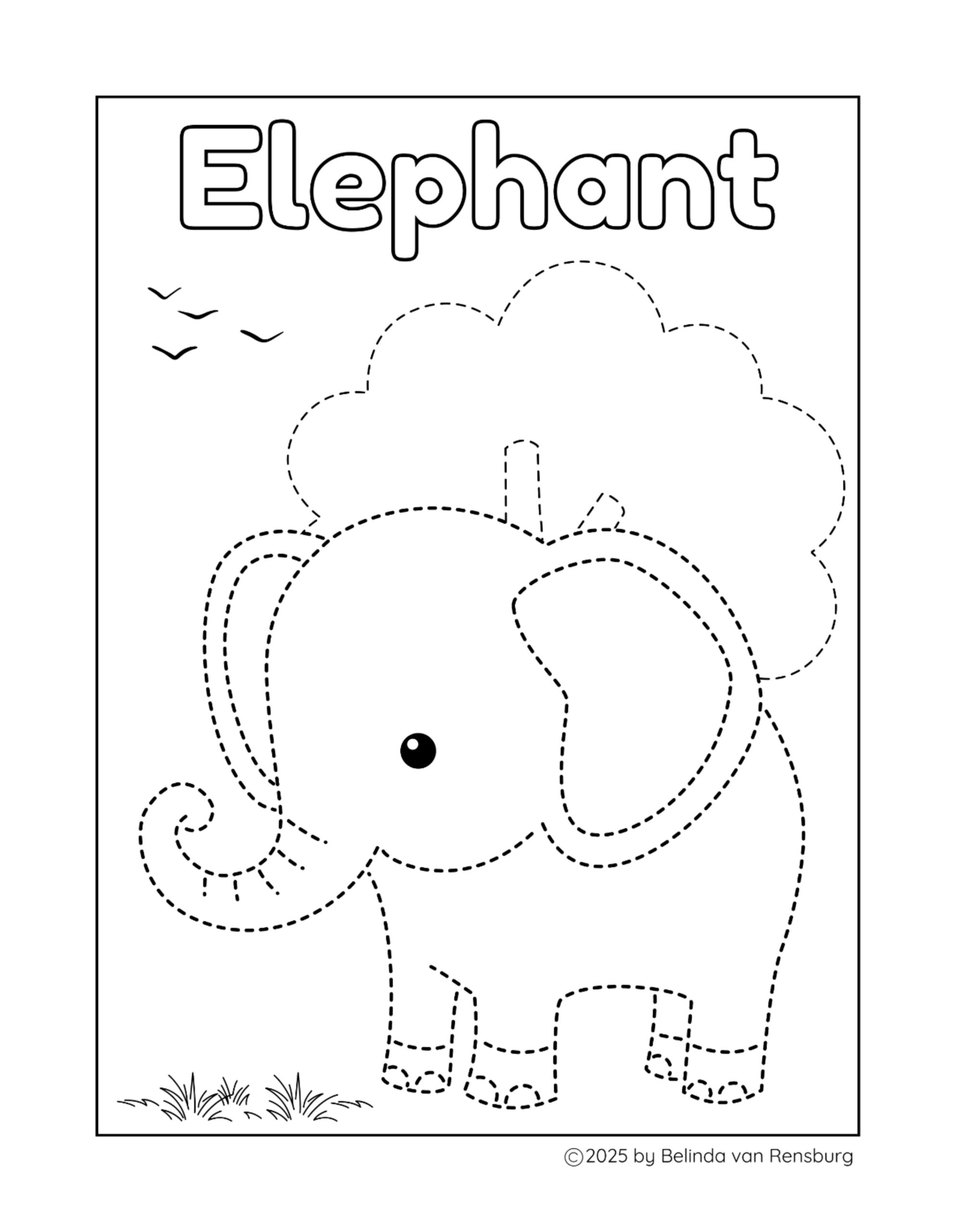 Free Printable Elephant Tracing And Coloring Page For Children 