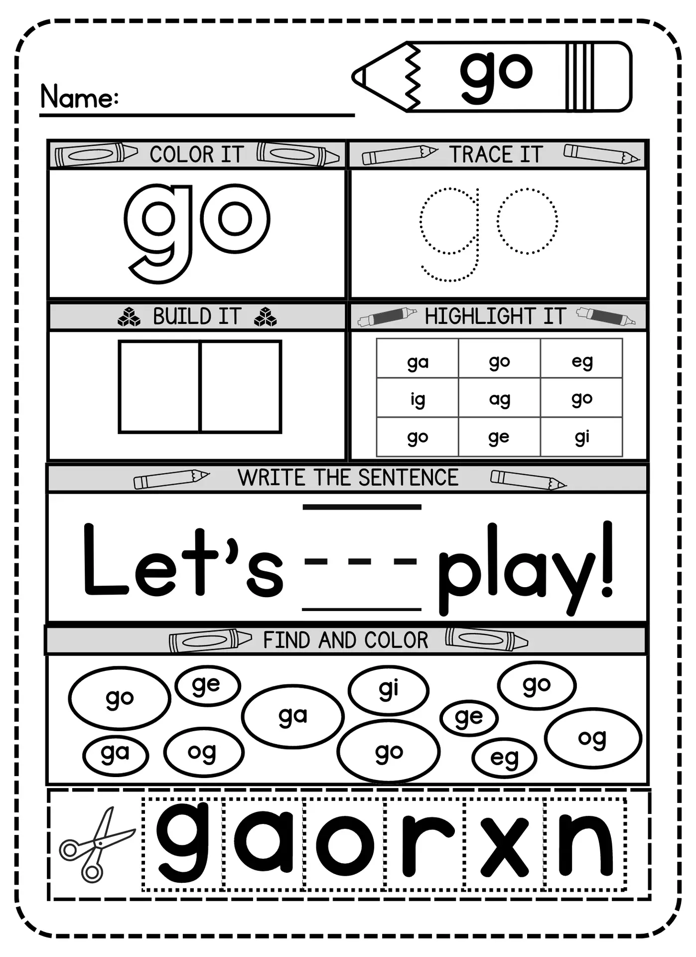 Free Printable Go Sight Word Worksheet For Kindergarten Simple Free Printable Go Sight Word Worksheet For Kindergarten Simple