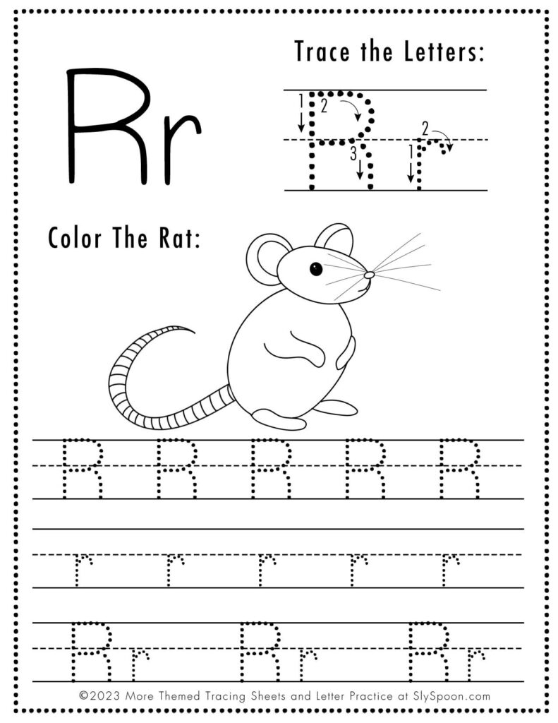 Free Printable Halloween Themed Letter R Tracing Worksheet Sly 