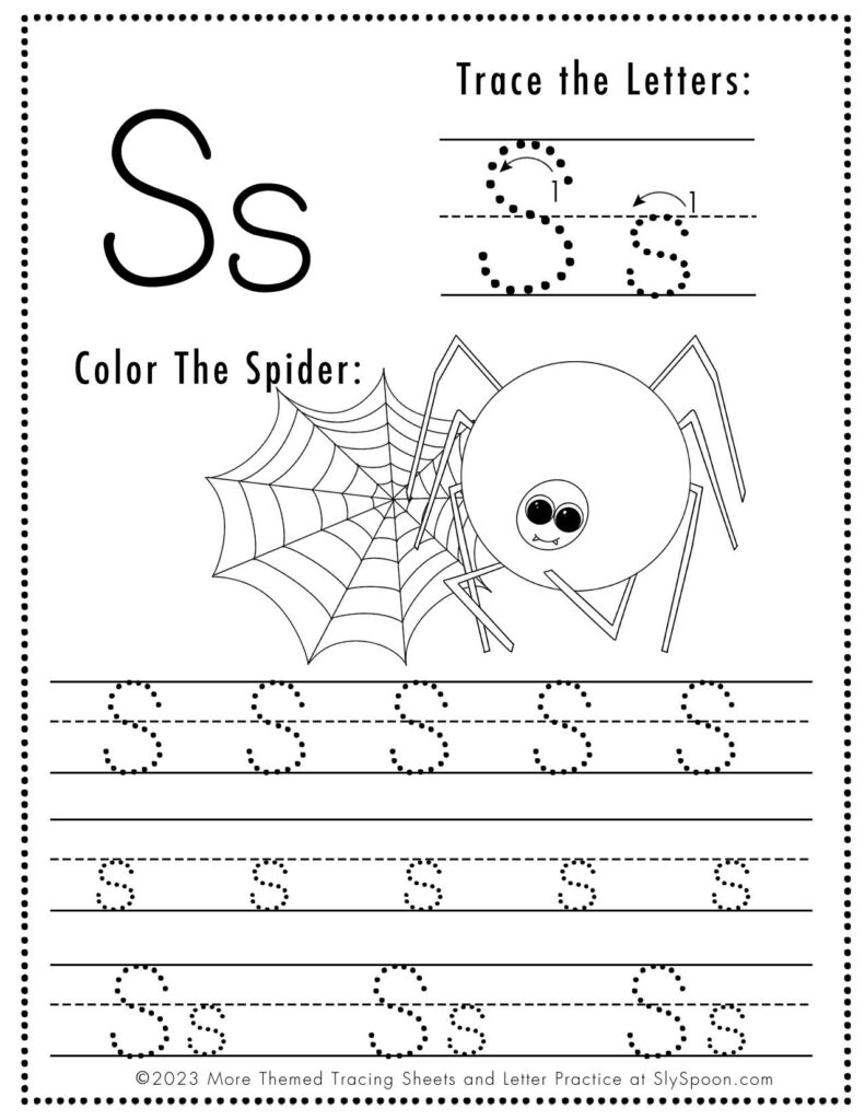 Free Printable Halloween Themed Letter S Tracing Worksheet Sly 