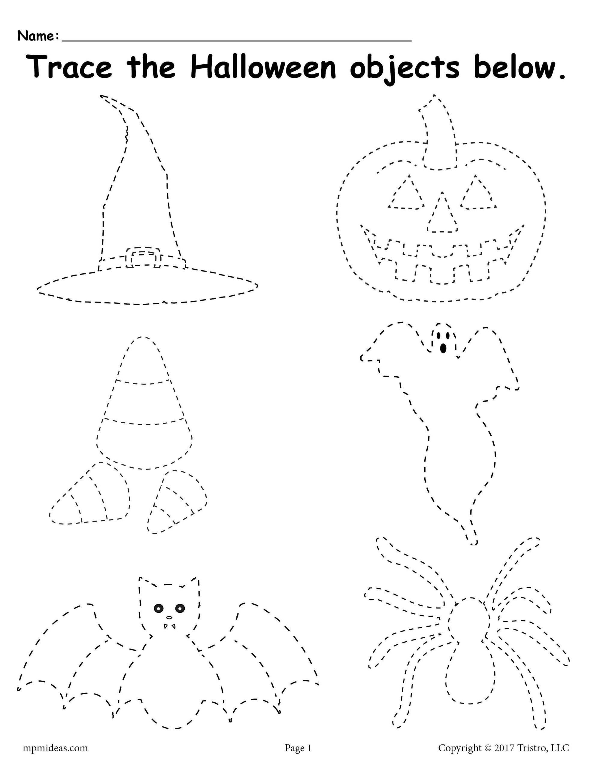 FREE Printable Halloween Tracing Worksheet Halloween Worksheets 