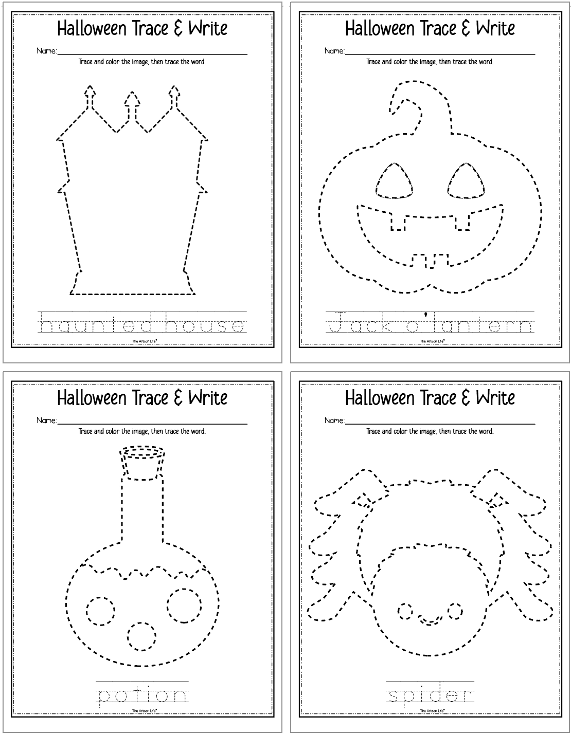 Free Printable Halloween Tracing Worksheets The Artisan Life