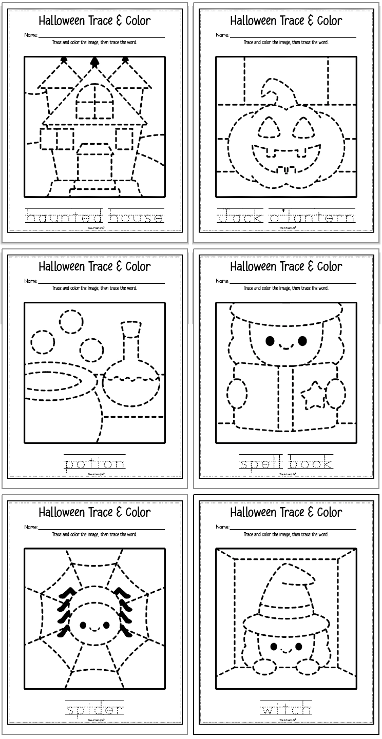Free Printable Halloween Tracing Worksheets With Vocabulary The 