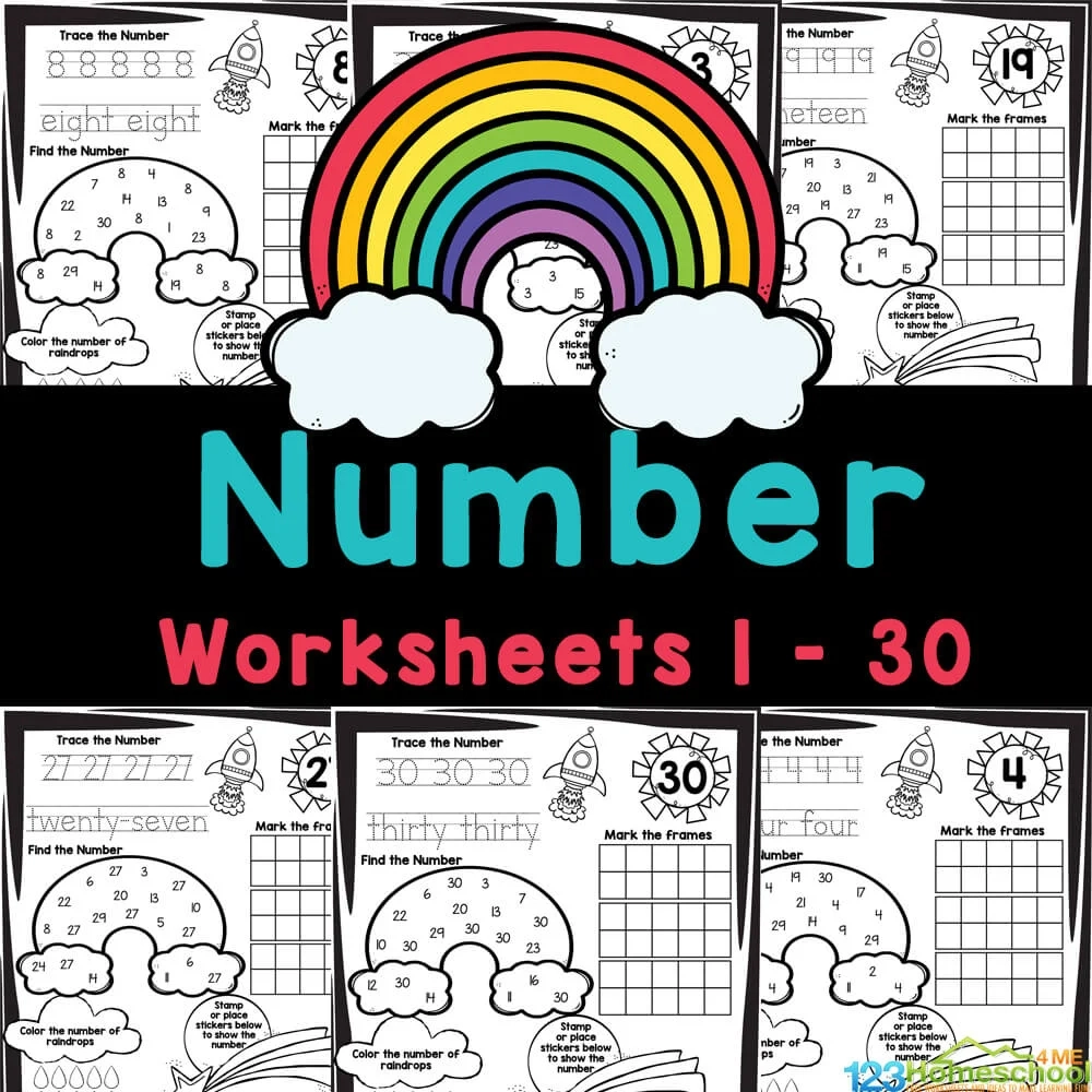 FREE Printable Kindergarten Tracing Number Practice Worksheets 1 