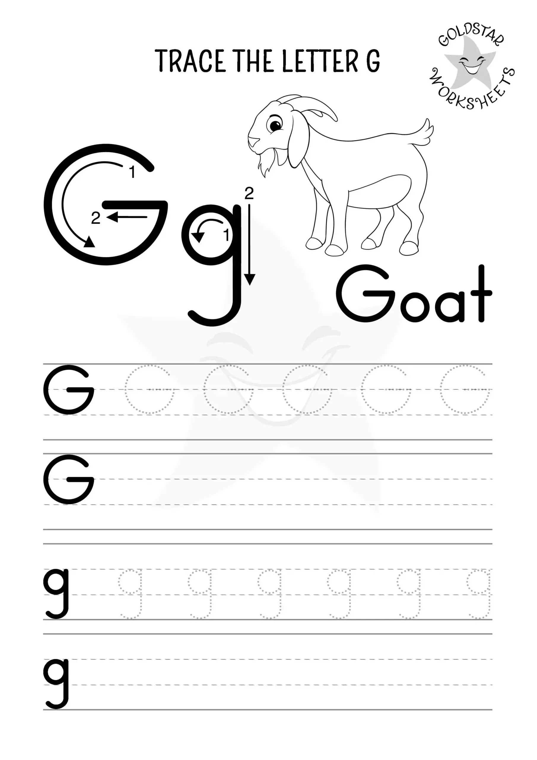 Free Printable Letter G Tracing Worksheets Goat amp Goose Fun 
