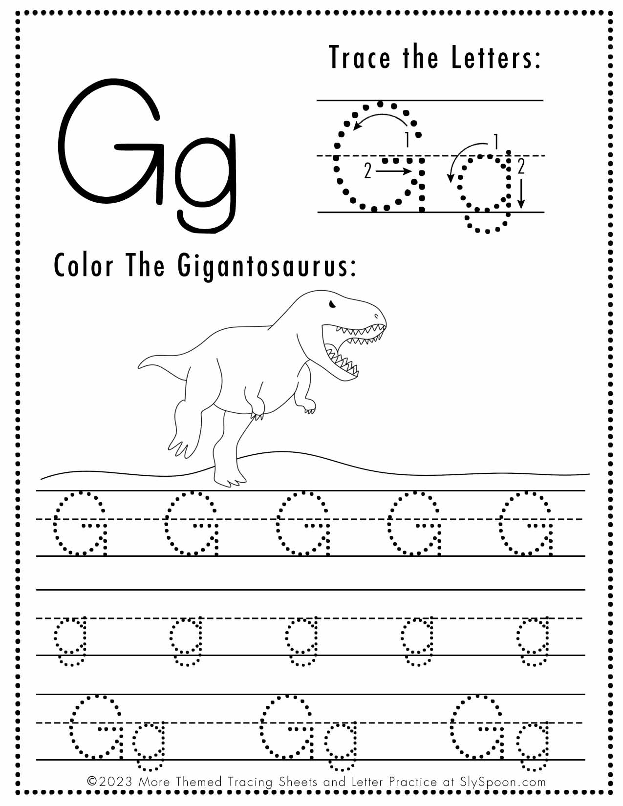 Free Printable Letter G Worksheets Sly Spoon