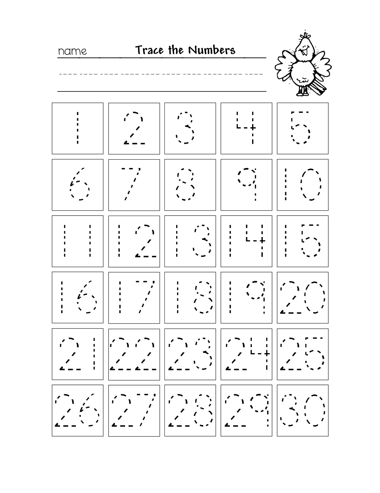 Free Printable Number Chart 1 30 Activity Shelter Worksheets 