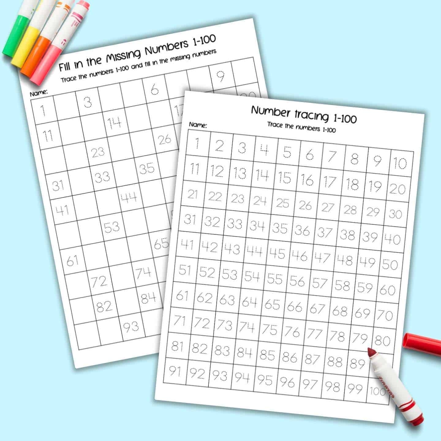 Free Tracing Numbers 1 100 Worksheets
