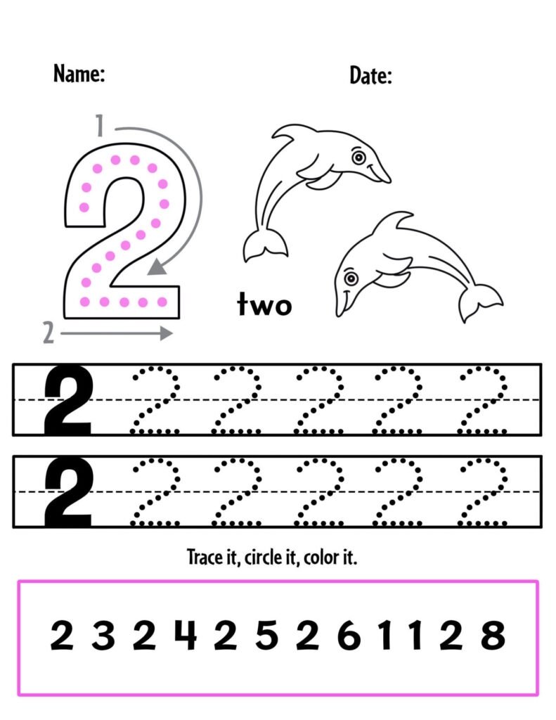 Number 2 Tracing Worksheet