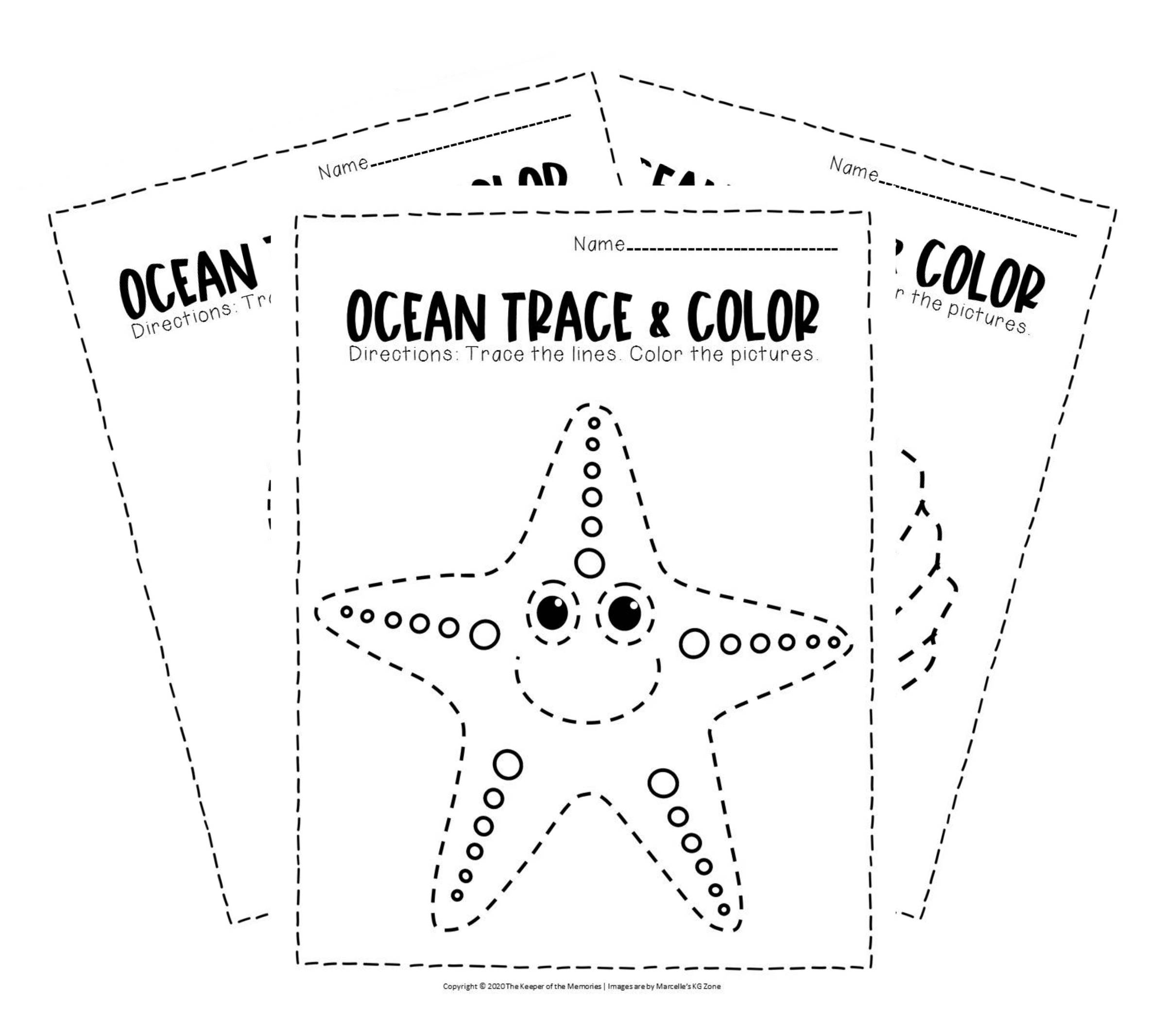 Ocean Animals Tracing Worksheets Ocean Animals Tracing Worksheets