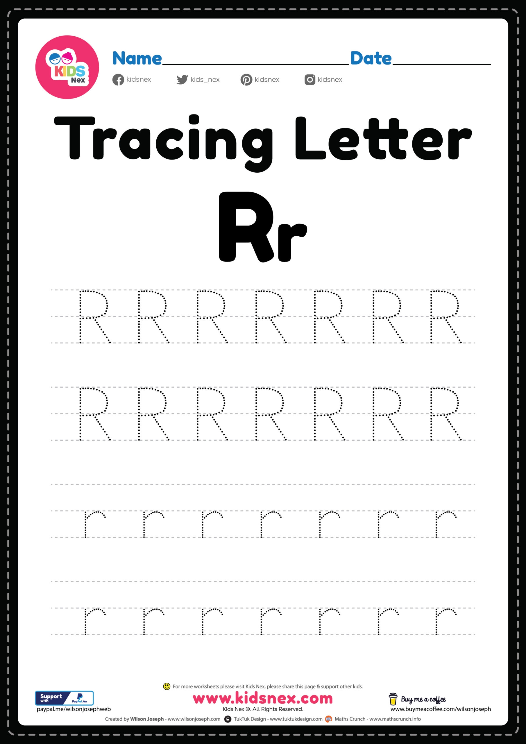 Letter R Tracing Worksheets For Kindergarten
