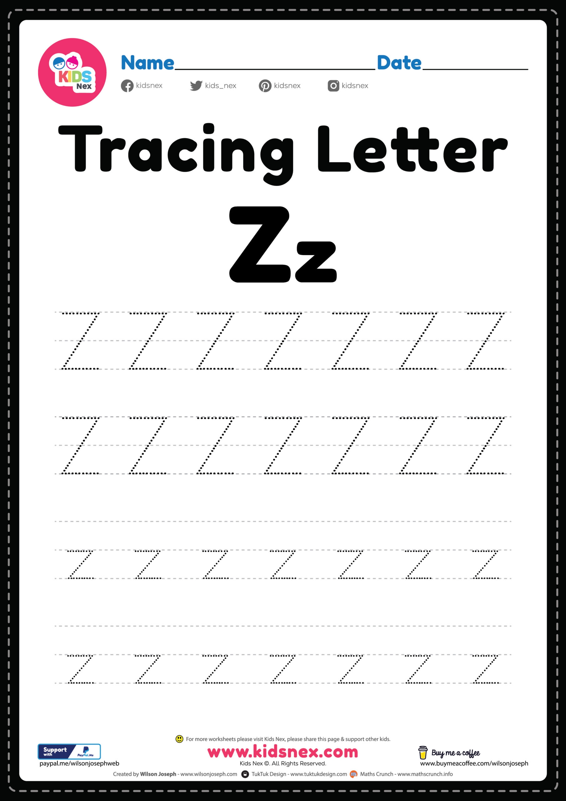 Tracing Letter Z Worksheets
