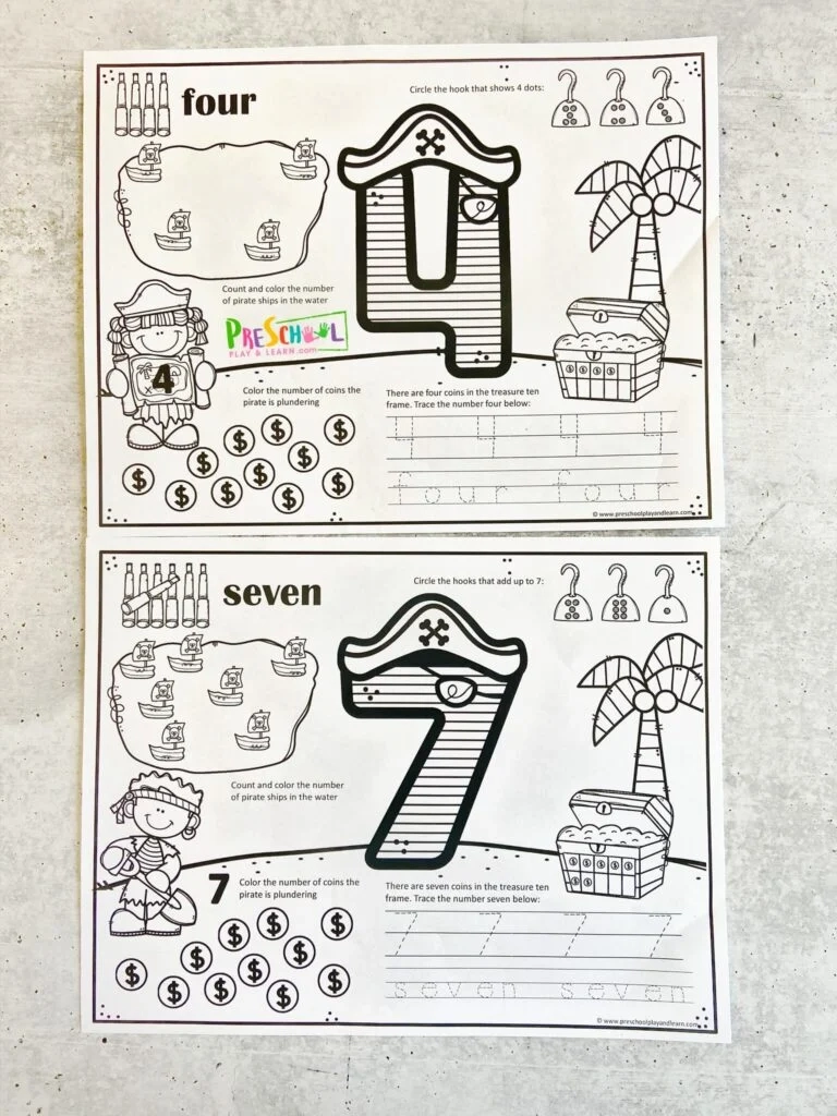 Pirate Tracing Worksheets