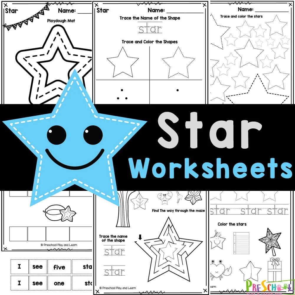 FREE Printable STAR Shape Worksheets For Preschool