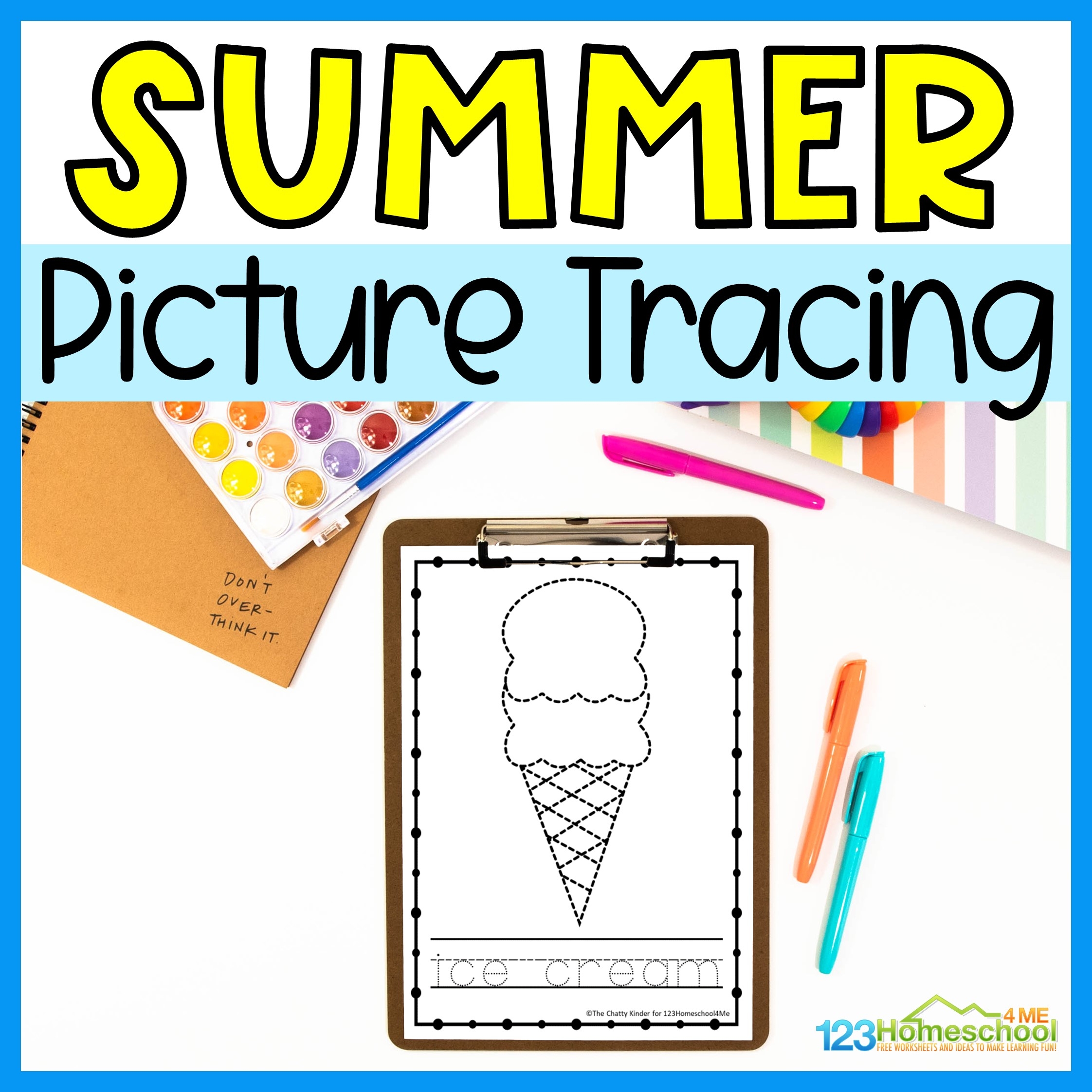 Free Summer Tracing Worksheets