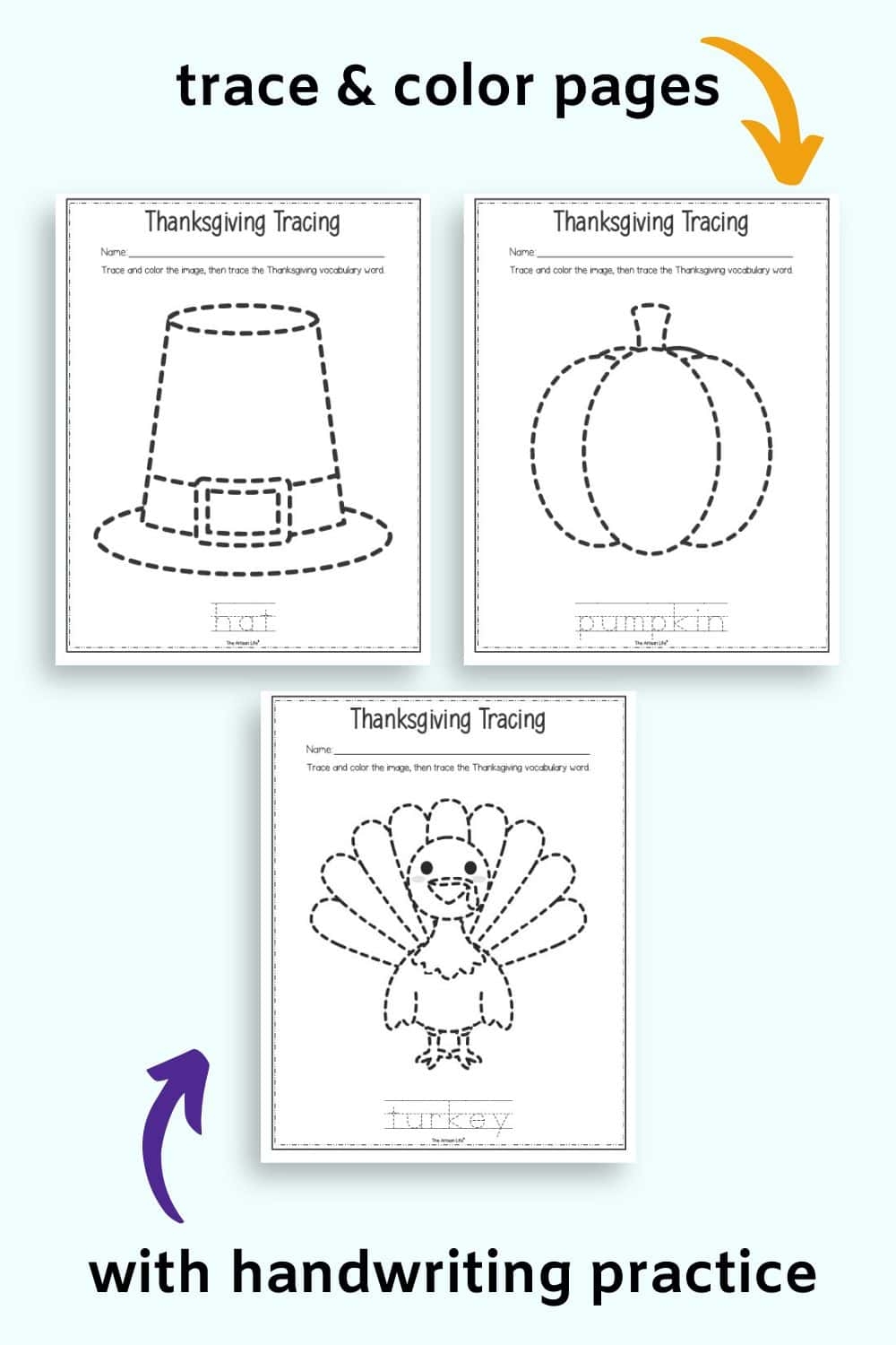 Free Printable Thanksgiving Tracing Worksheets The Artisan Life