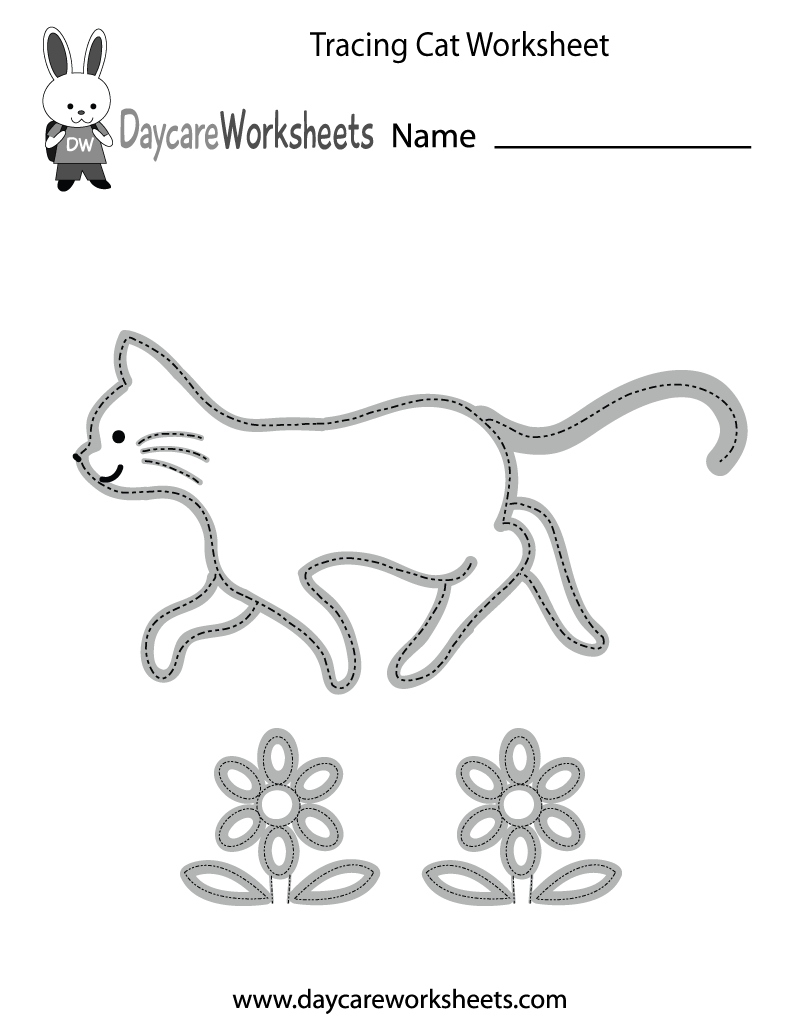 Free Printable Tracing Cat Worksheet For Preschool