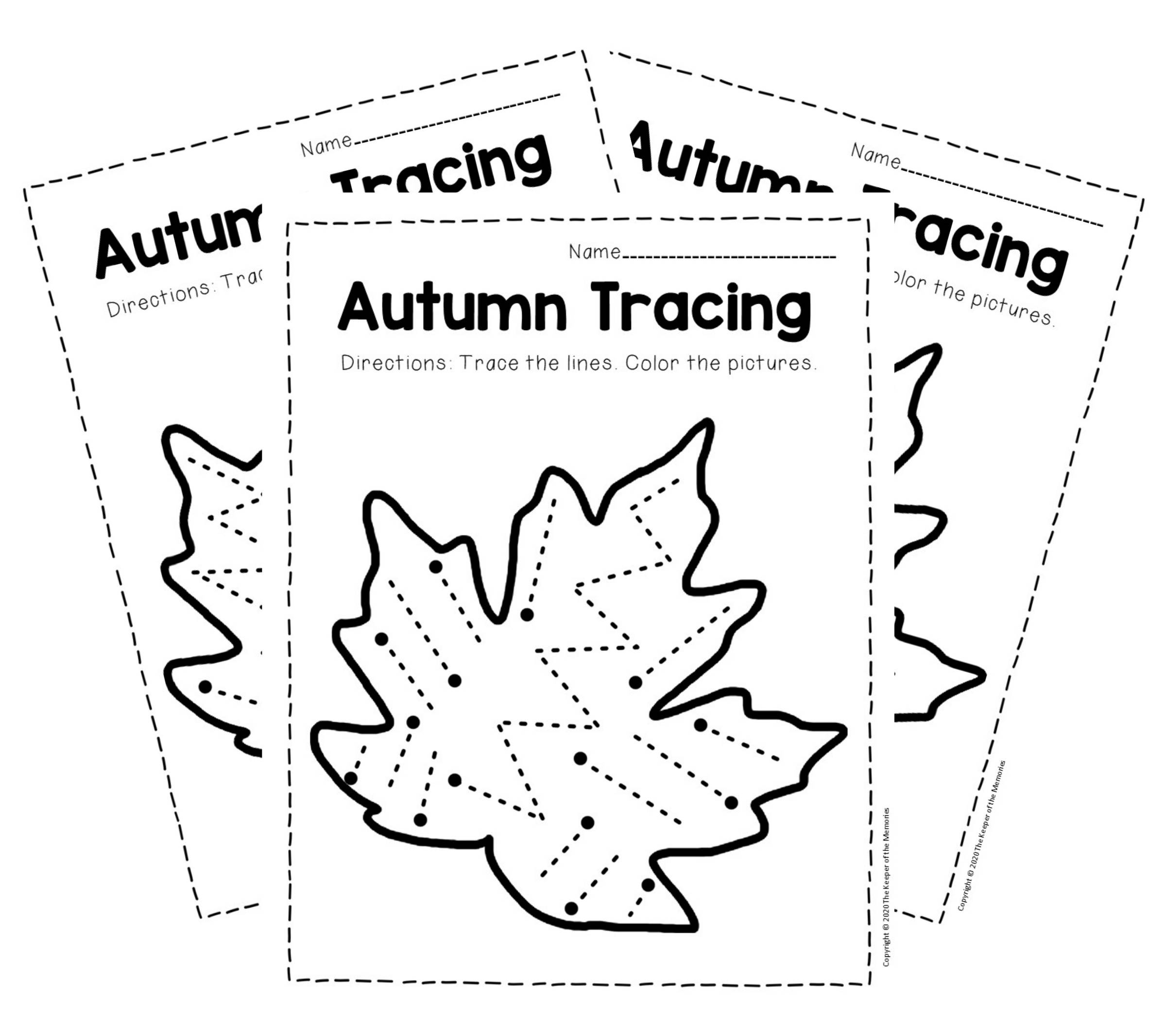 Free Printable Tracing Fall Preschool Worksheets The Keeper Of 