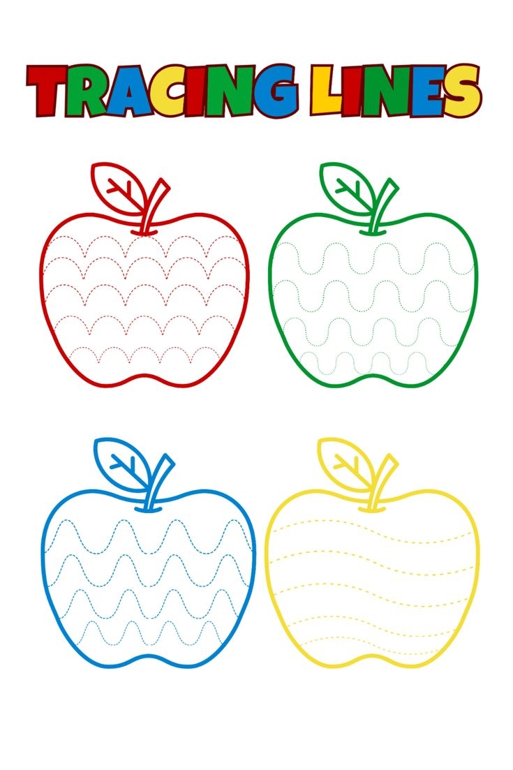 Free Printable Tracing Lines Worksheet For Preschool Apple Theme 
