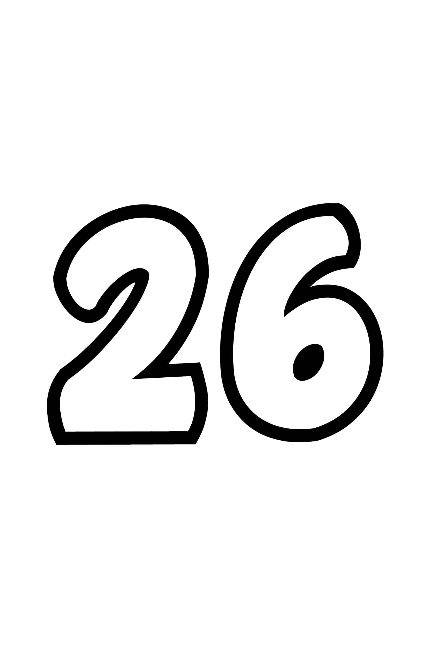 Free Printable Tracing Numbers Bubble Number 26