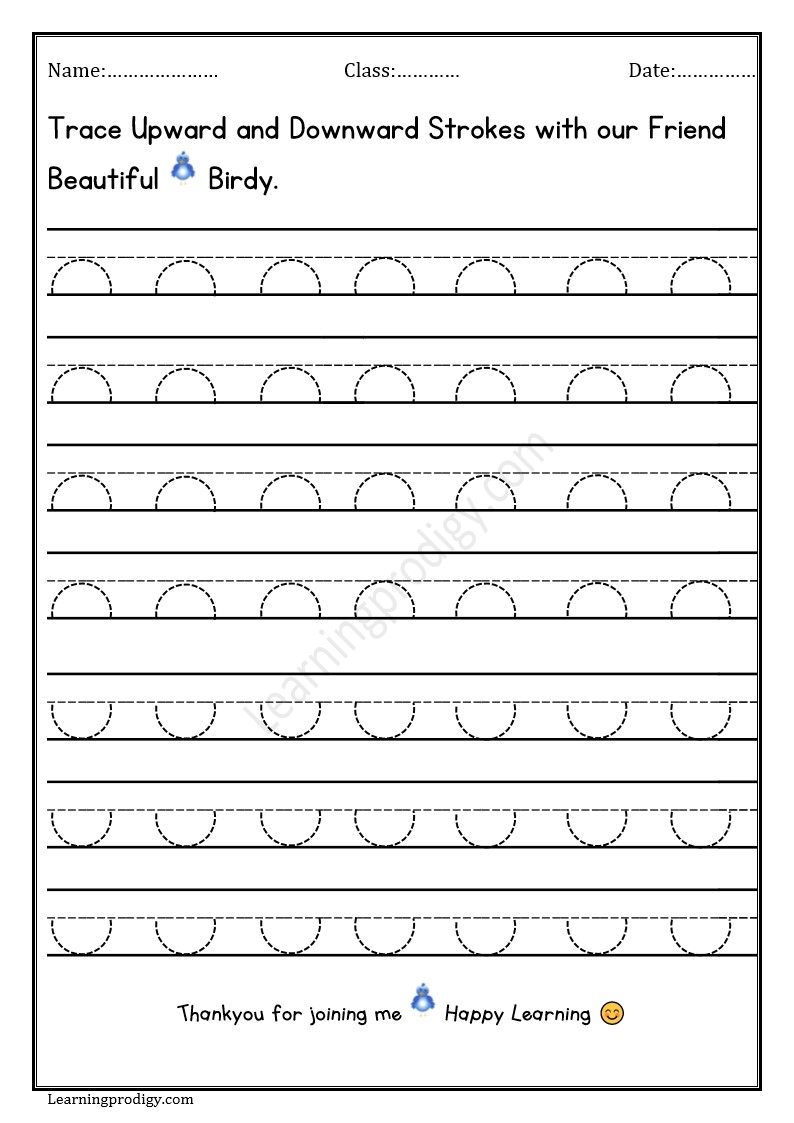 Free Printable Upward And Downward Pattern Strokes For Toddlers 