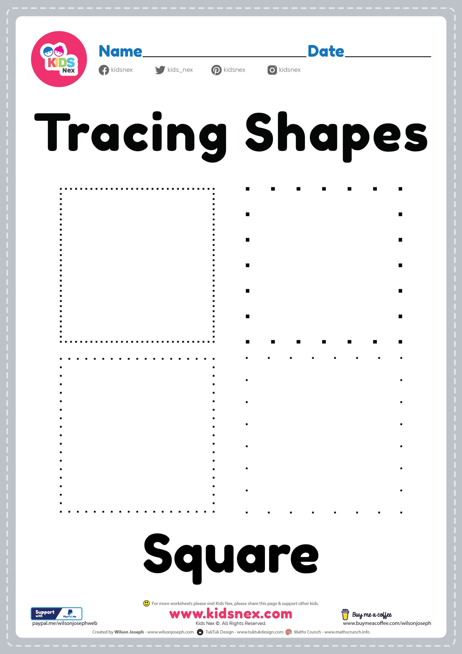 Free Printable Worksheet For Tracing Square Shapes For Kids Free Printable Worksheet For Tracing Square Shapes For Kids