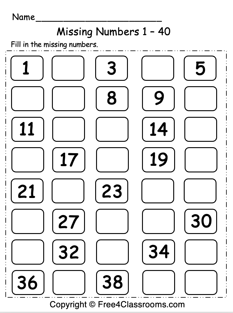 Tracing Numbers 1-40 Worksheets Tracing Numbers 1-40 Worksheets