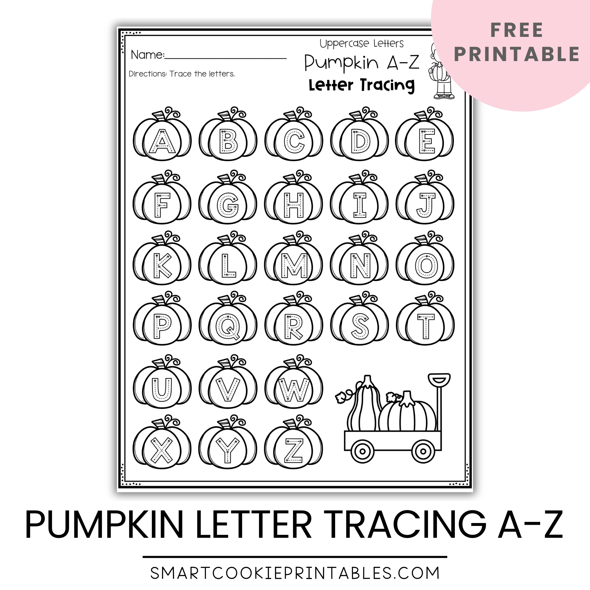 Free Pumpkin Alphabet Letter Tracing Printables Smart Cookie 