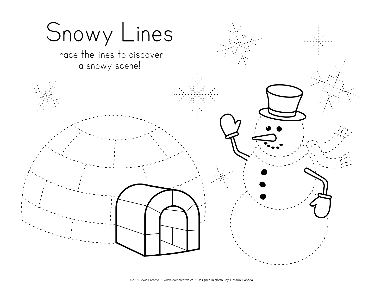 Printable Winter Tracing Worksheets