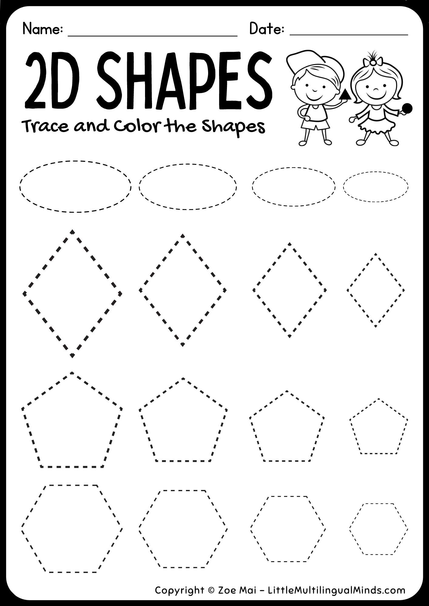 Free Shape Tracing Worksheets Preschool And Kindergarten 