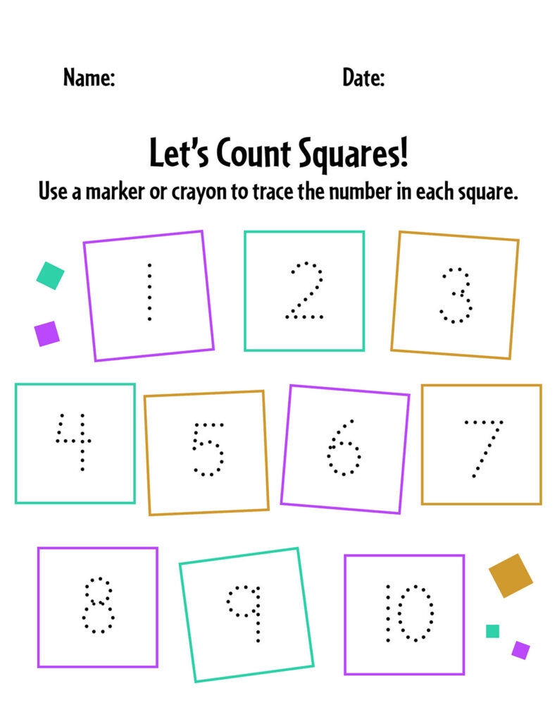 Free Square Tracing Worksheet