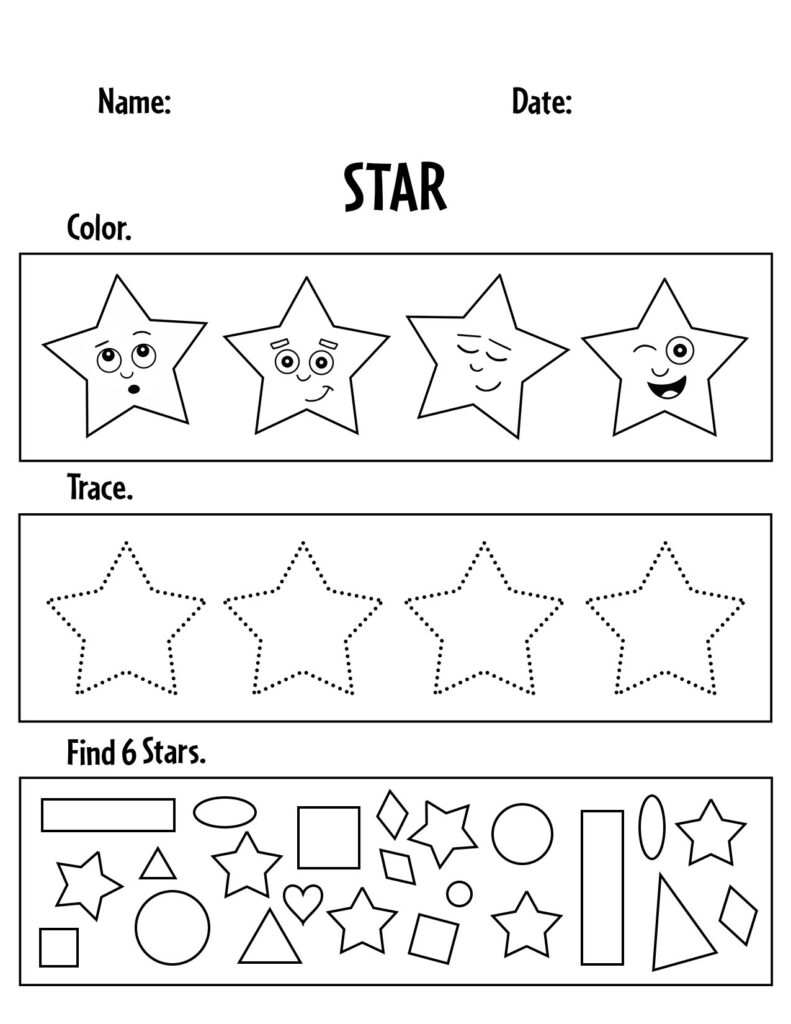 Free Star Tracing Worksheet