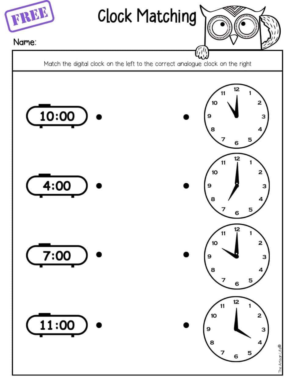 Free Telling Time First Grade Worksheets The Artisan Life